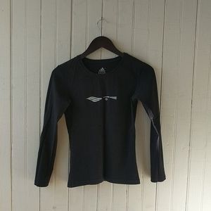 Adidas black crew neck long sleeve active tee S